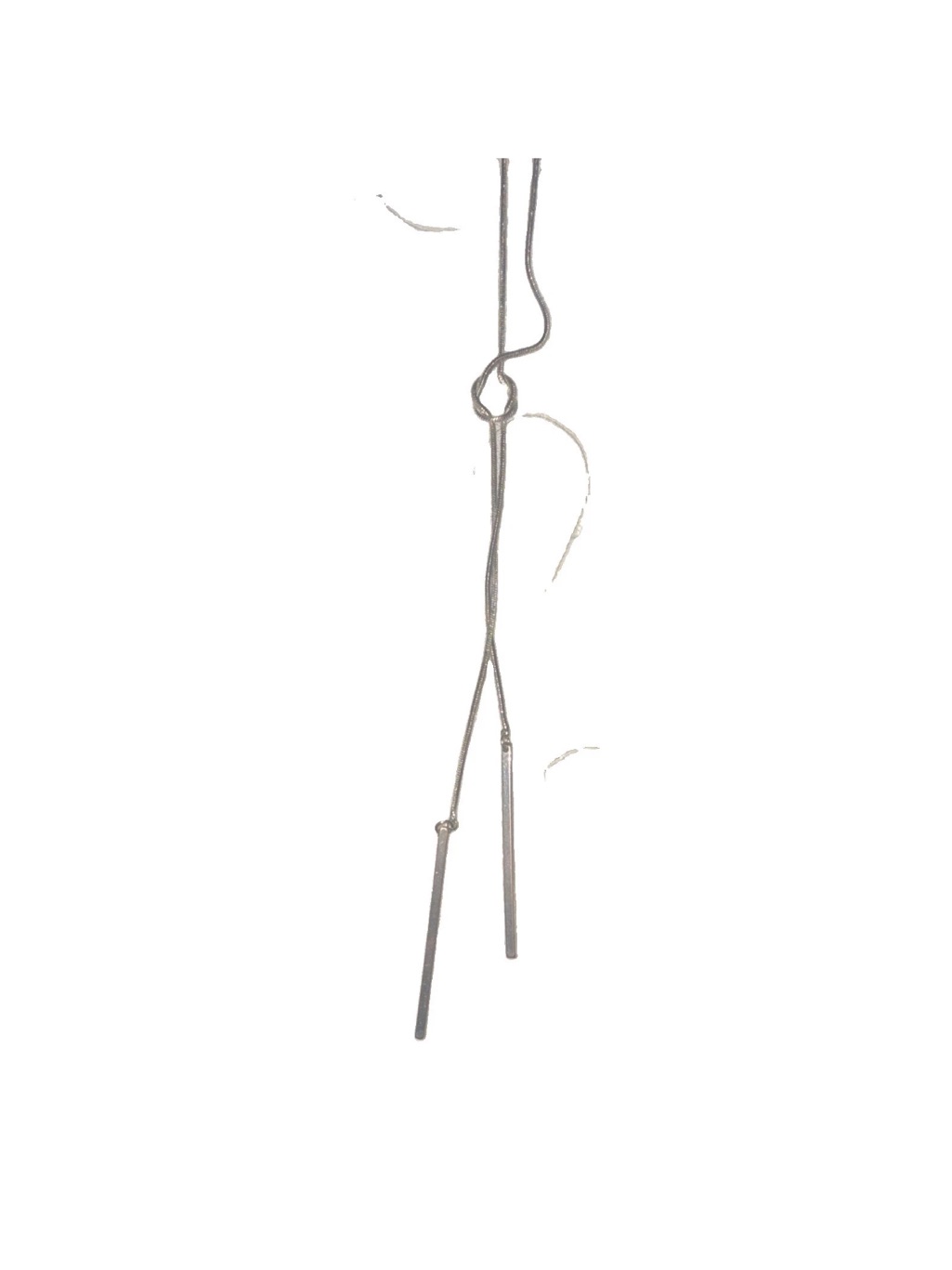 Minimal Silver Lariat Necklace With Sliding Knot - Sleek Silver Long Pendant